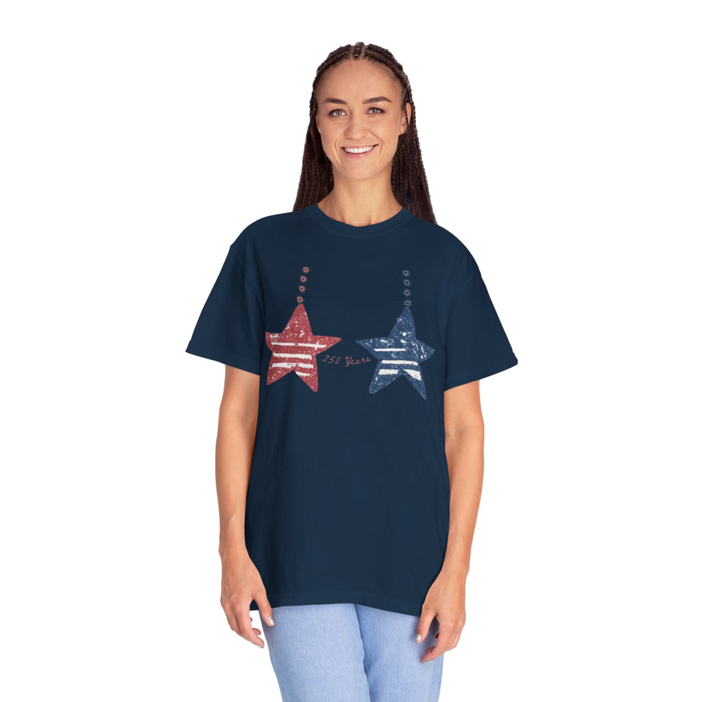 Patriotic Red & Blue Star Graphic T-Shirt