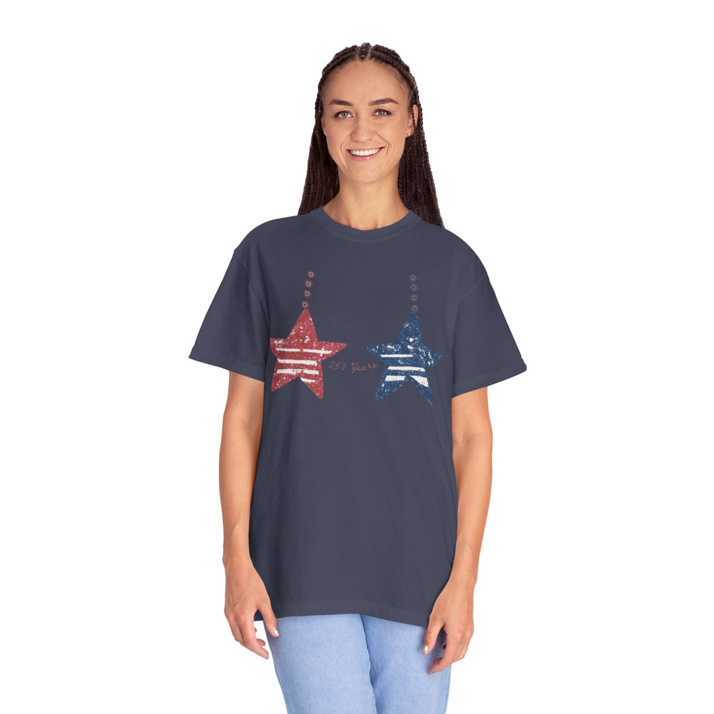 Patriotic Red & Blue Star Graphic T-Shirt
