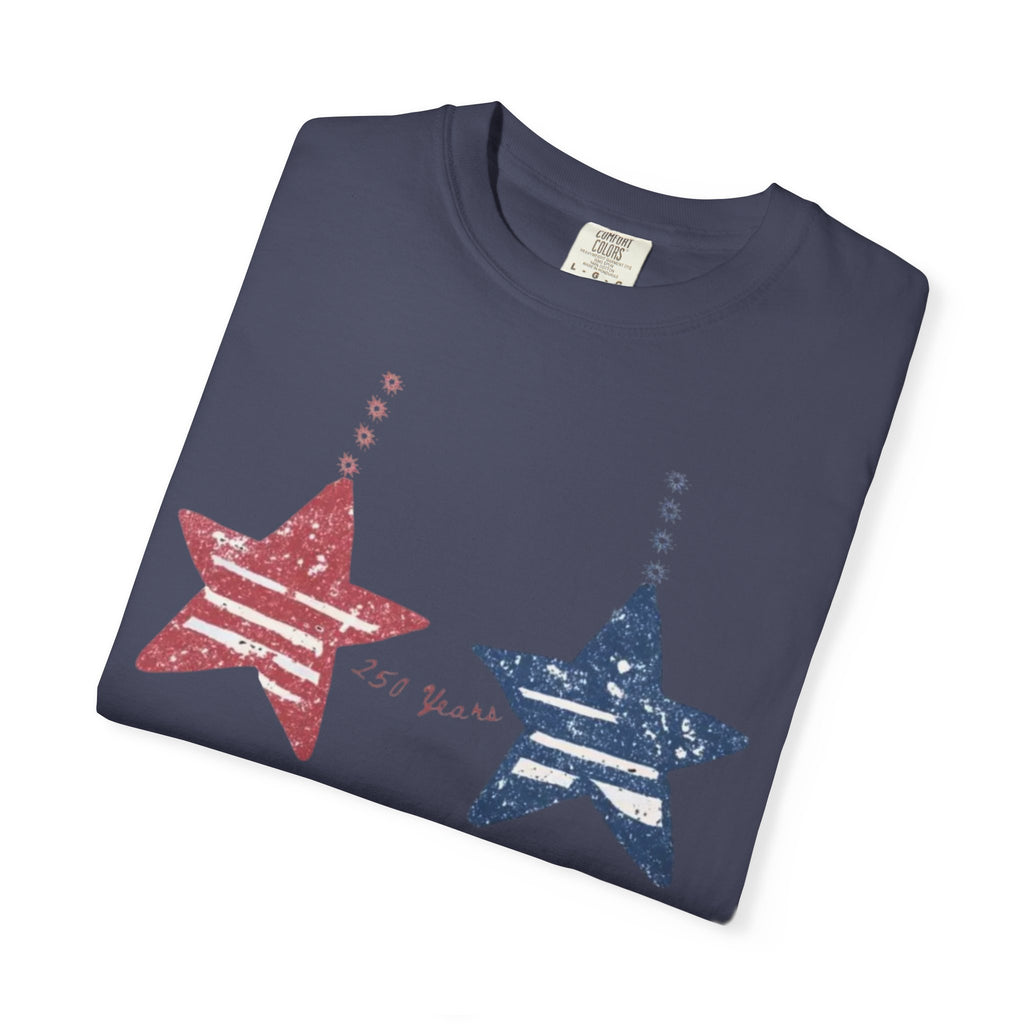 Patriotic Red & Blue Star Graphic T-Shirt
