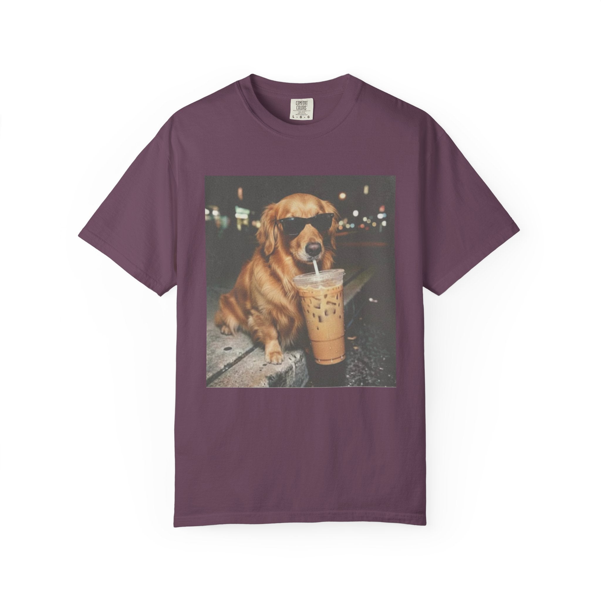 Golden Retriever with Iced Coffee Photo Tee — Dog Lover T-Shirt