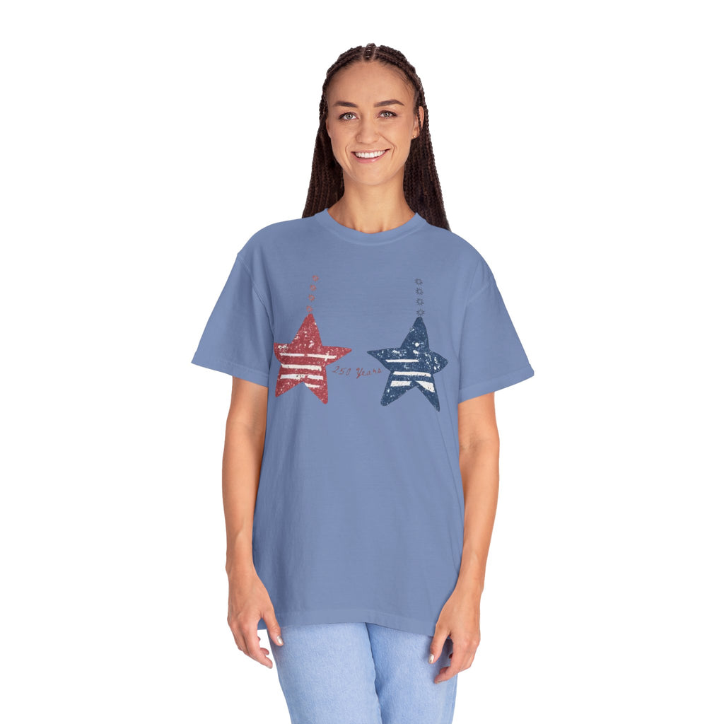 Patriotic Red & Blue Star Graphic T-Shirt