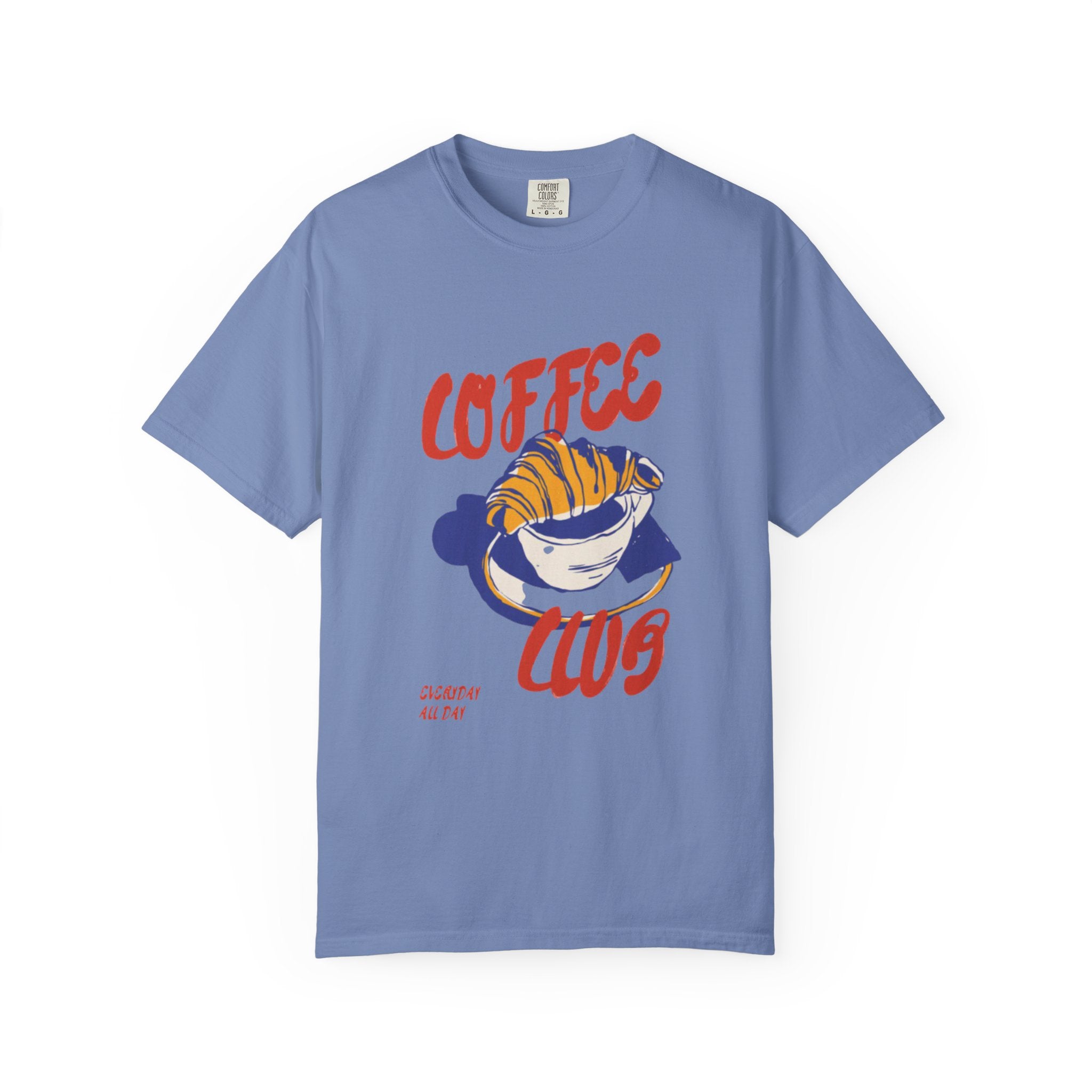 Coffee Club T-Shirt  Retro Croissant & Mug Graphic Tee
