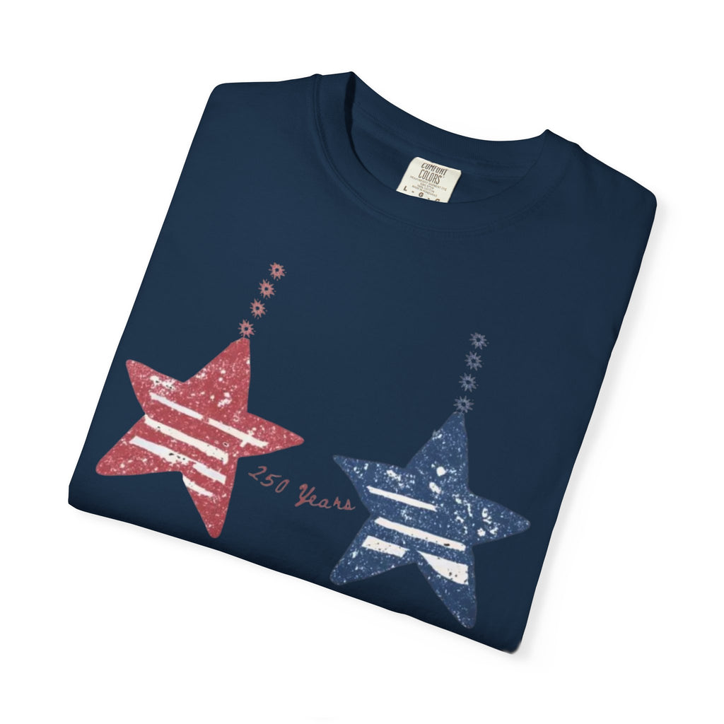 Patriotic Red & Blue Star Graphic T-Shirt