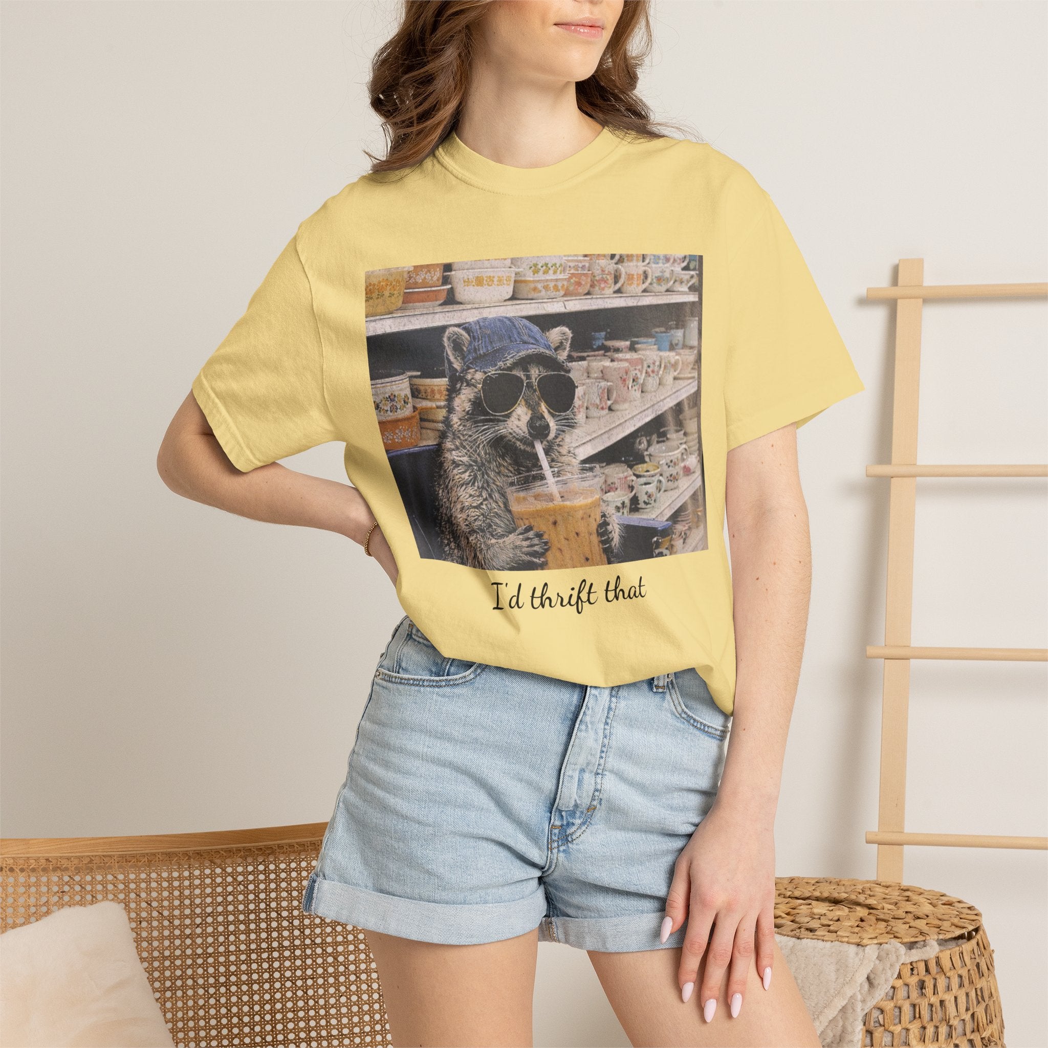 Raccoon Thrift Finds Tee — "I’d thrift that" Graphic T-Shirt