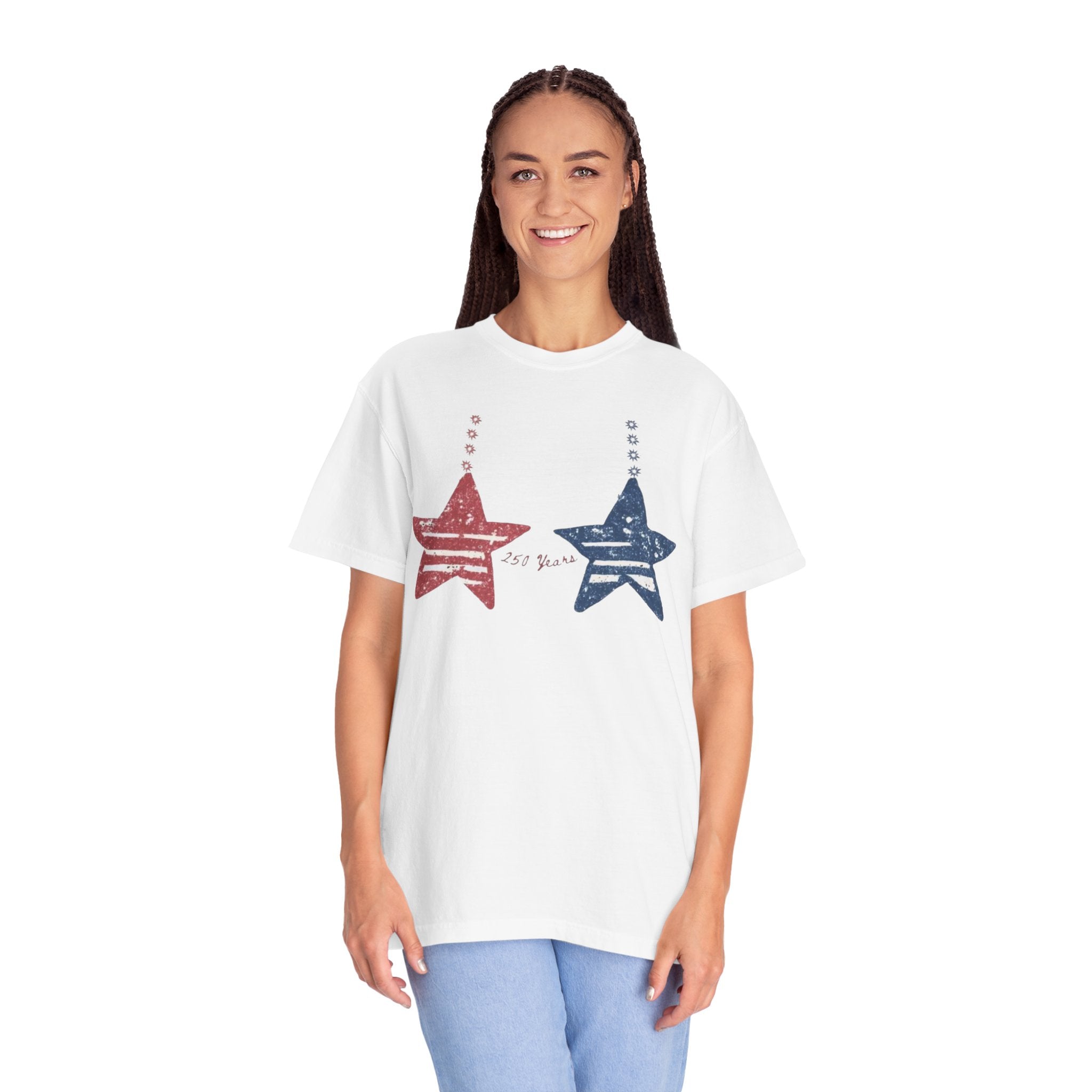 Patriotic Red & Blue Star Graphic T-Shirt