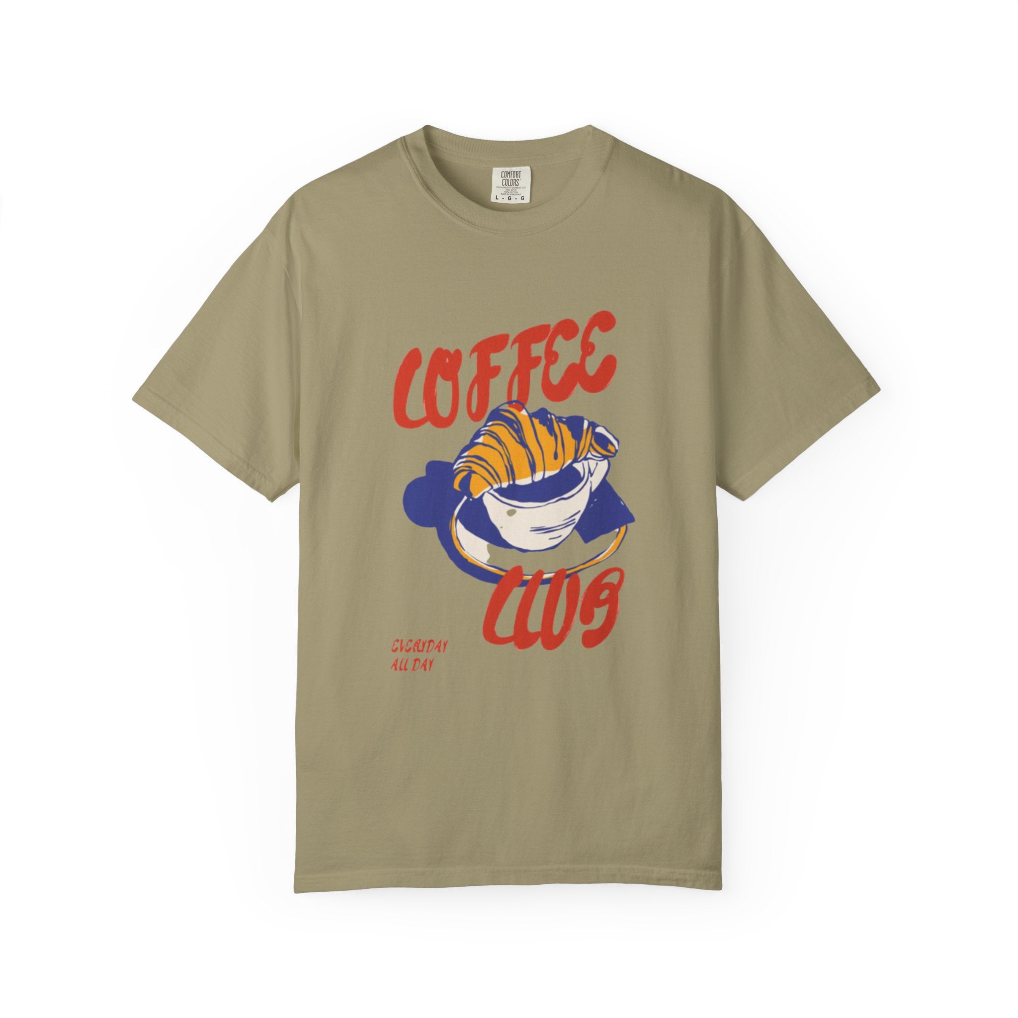Coffee Club T-Shirt  Retro Croissant & Mug Graphic Tee