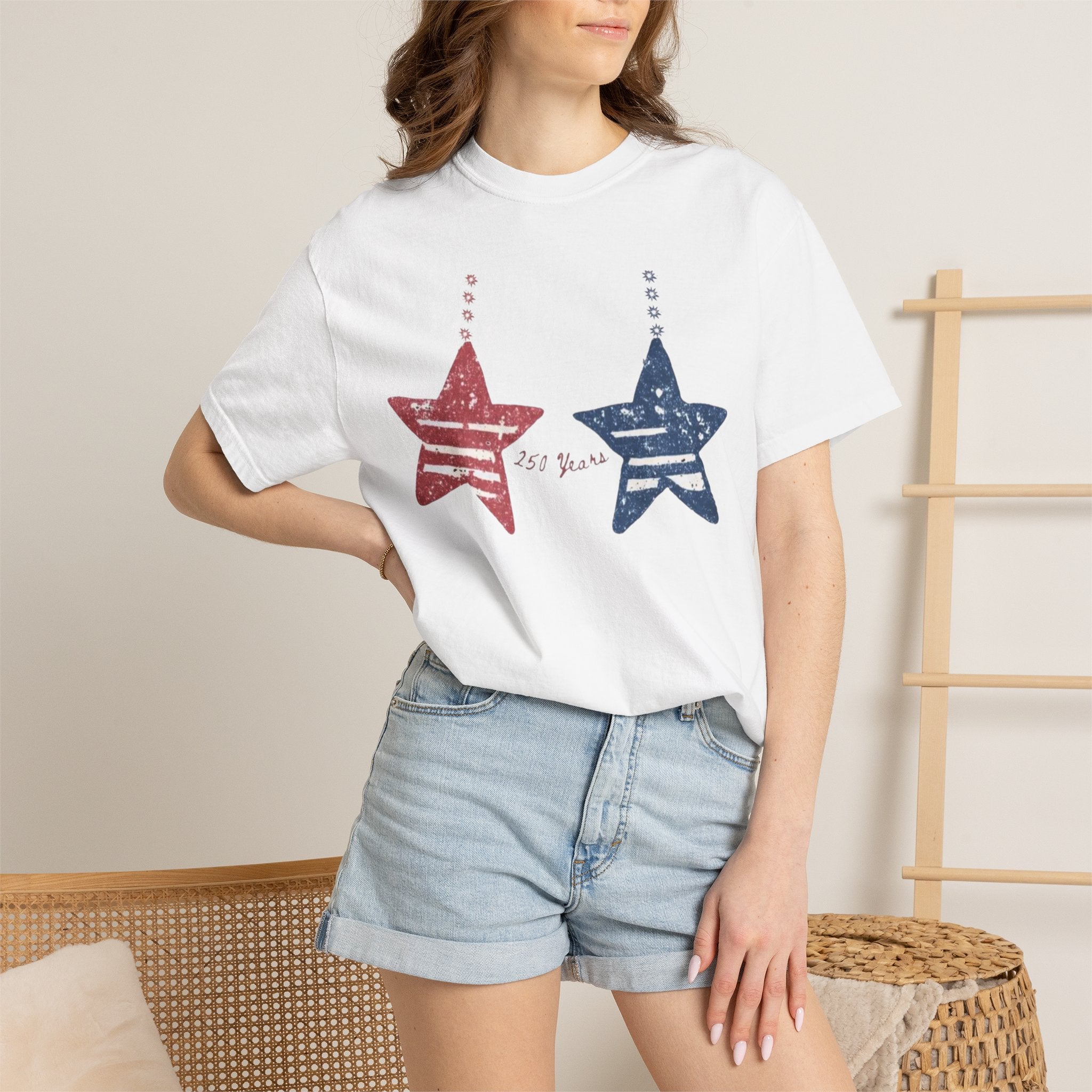Patriotic Red & Blue Star Graphic T-Shirt