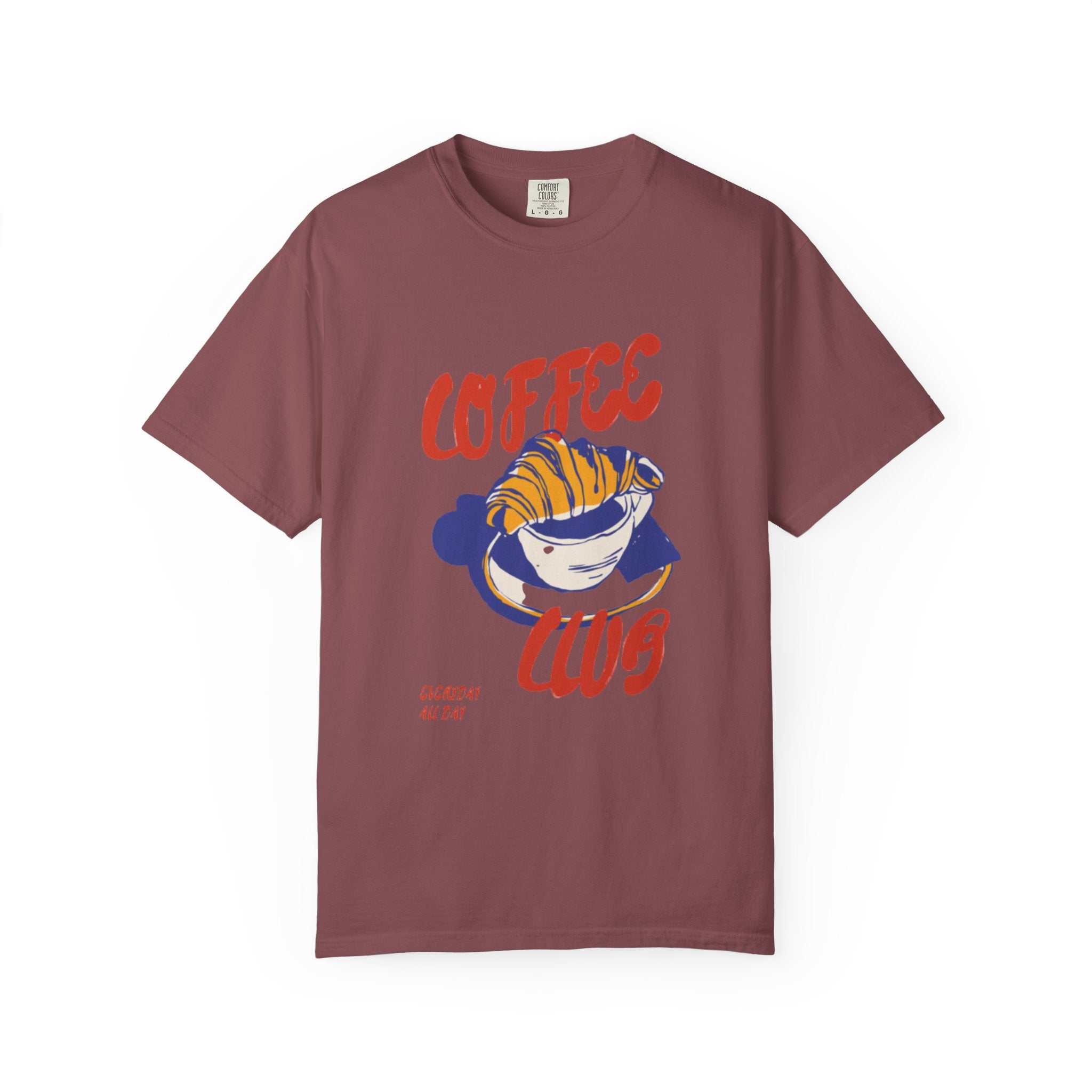 Coffee Club T-Shirt  Retro Croissant & Mug Graphic Tee