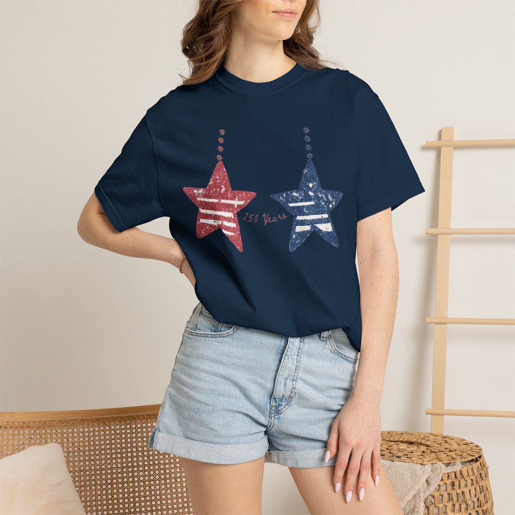 Patriotic Red & Blue Star Graphic T-Shirt