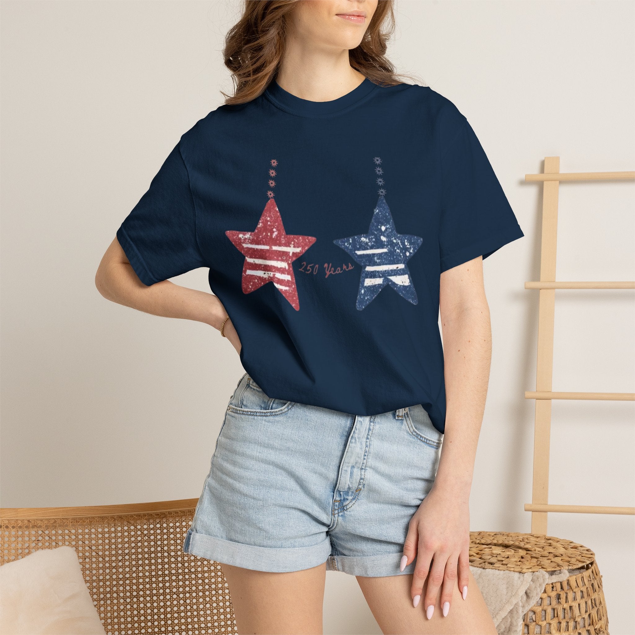 Patriotic Red & Blue Star Graphic T-Shirt