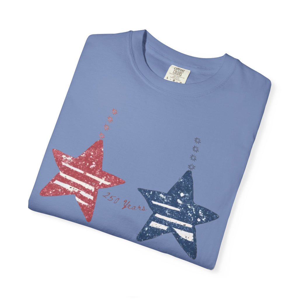 Patriotic Red & Blue Star Graphic T-Shirt