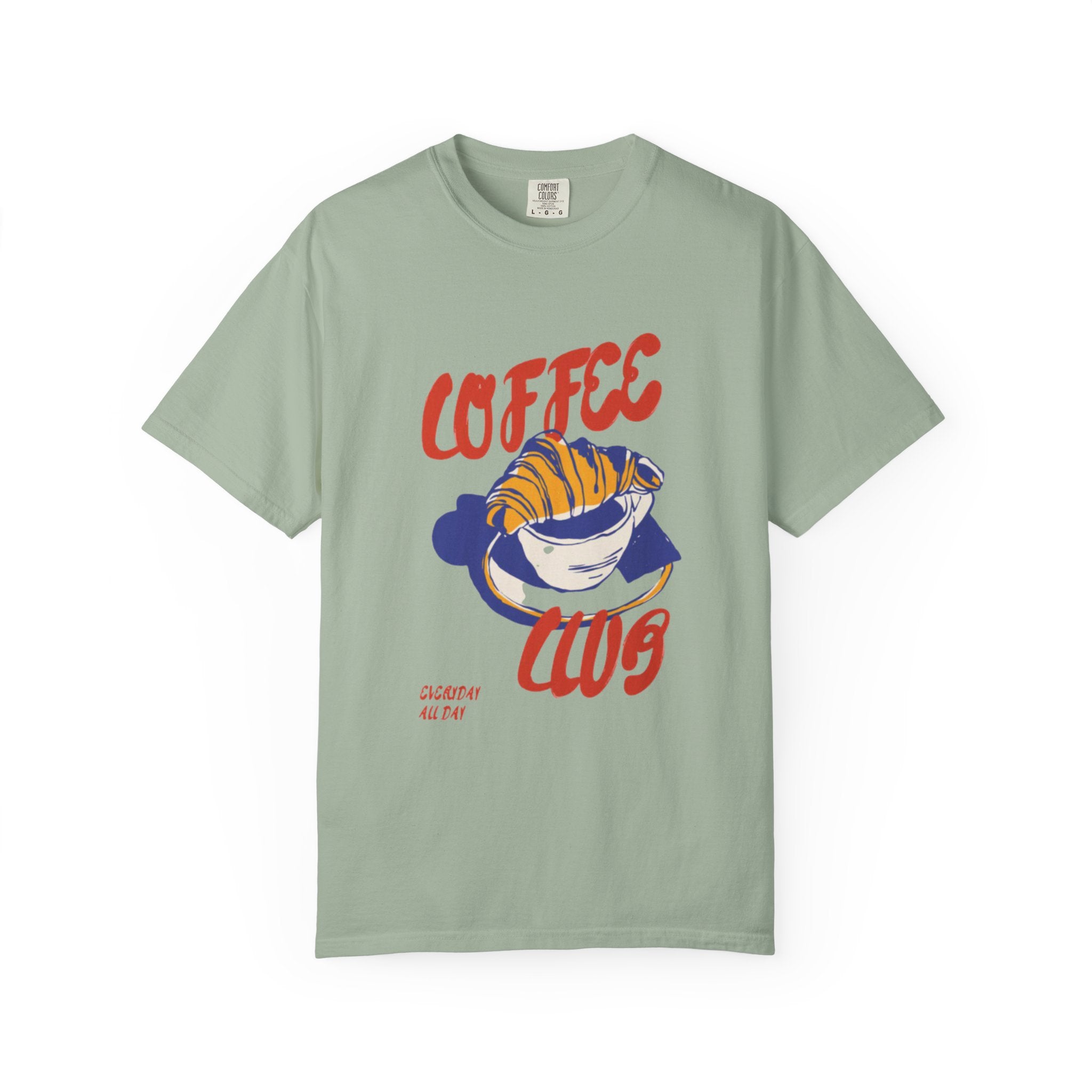 Coffee Club T-Shirt  Retro Croissant & Mug Graphic Tee