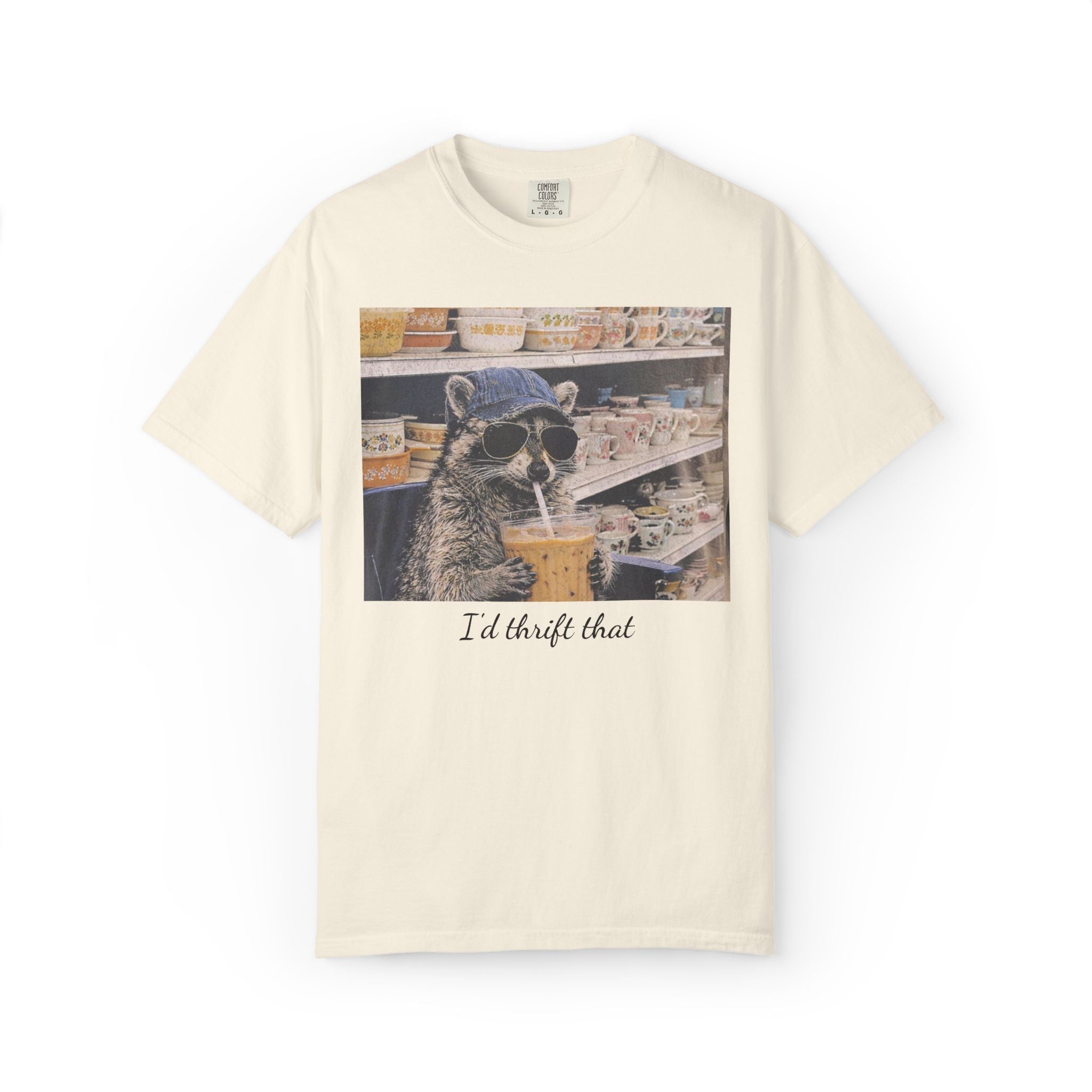 Raccoon Thrift Finds Tee — "I’d thrift that" Graphic T-Shirt