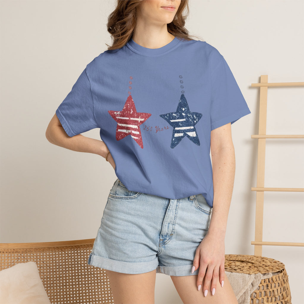 Patriotic Red & Blue Star Graphic T-Shirt