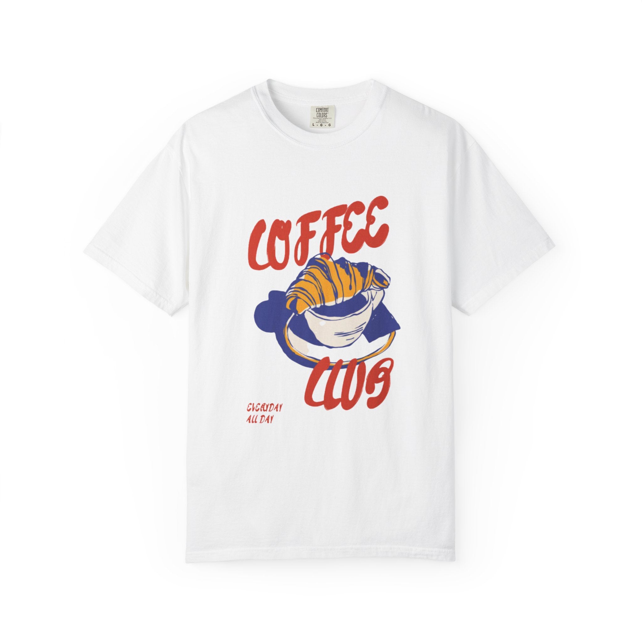 Coffee Club T-Shirt  Retro Croissant & Mug Graphic Tee