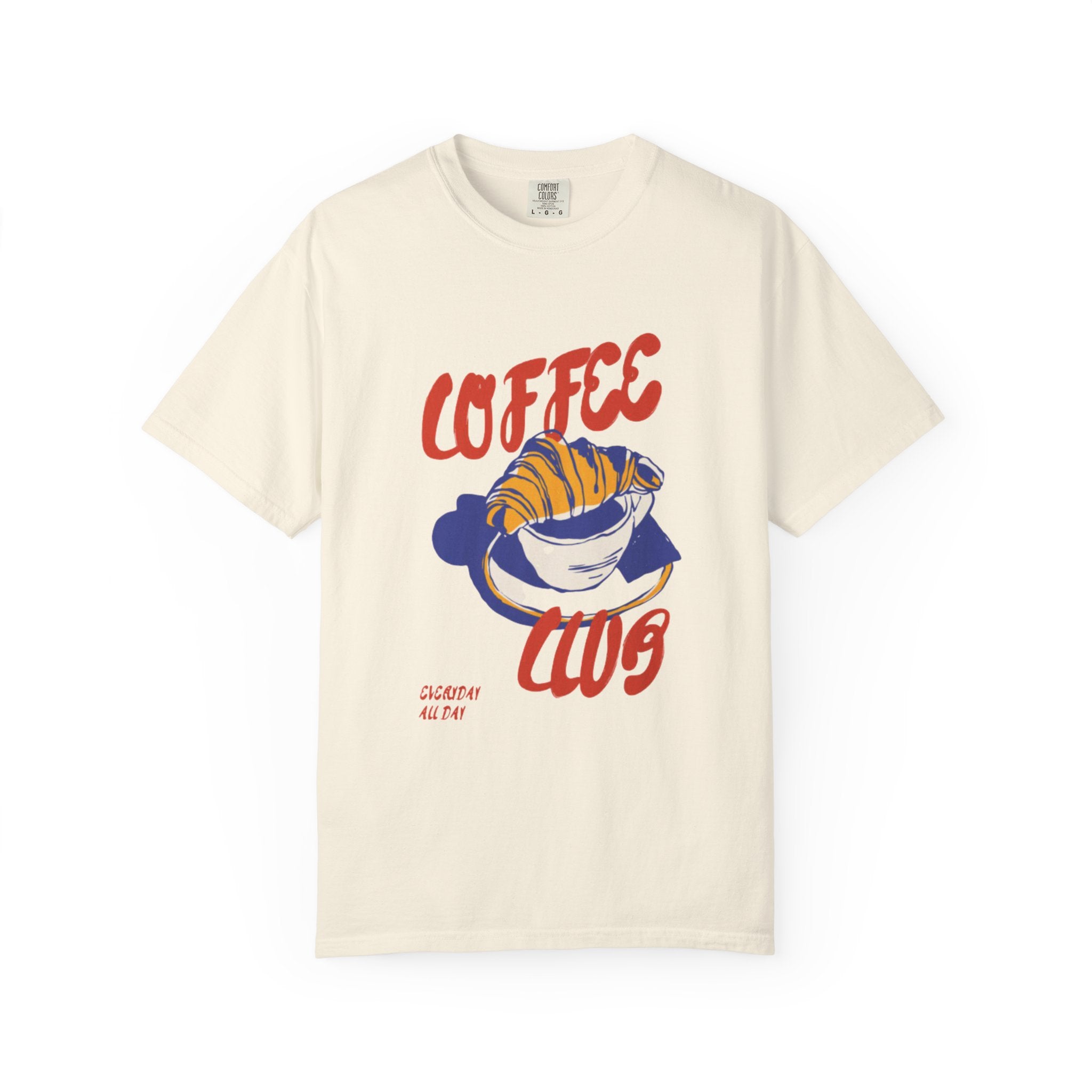 Coffee Club T-Shirt  Retro Croissant & Mug Graphic Tee