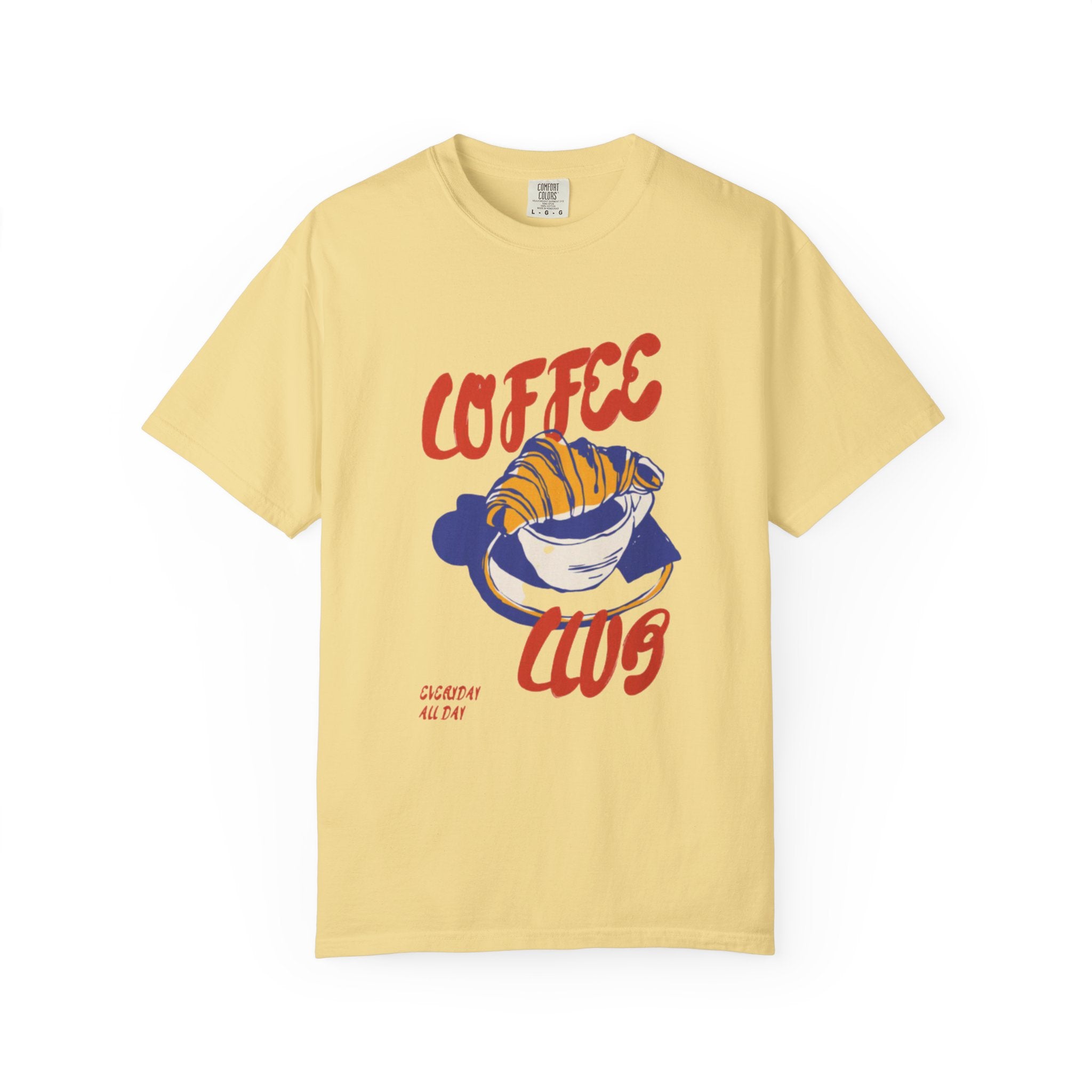 Coffee Club T-Shirt  Retro Croissant & Mug Graphic Tee