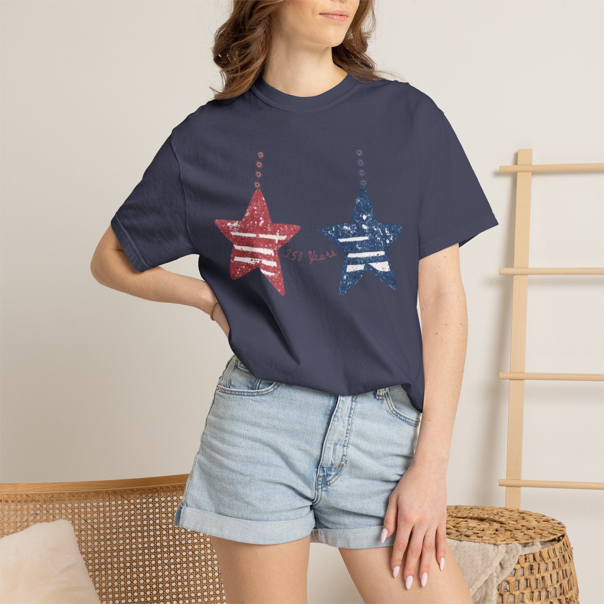 Patriotic Red & Blue Star Graphic T-Shirt