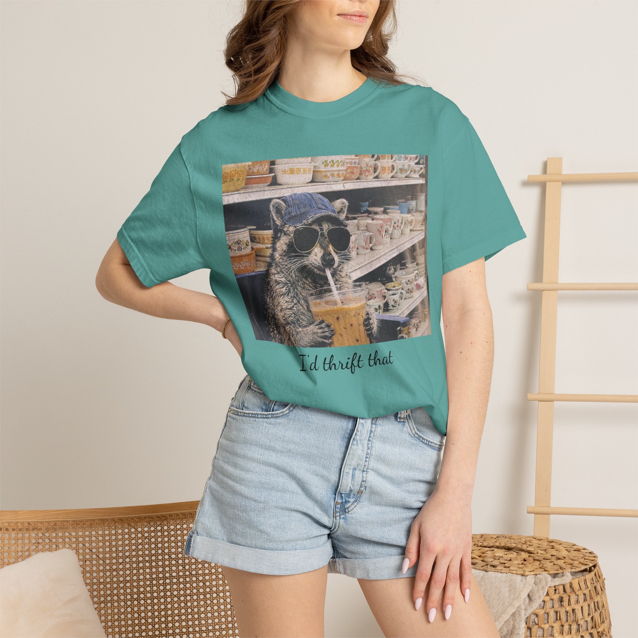 Raccoon Thrift Finds Tee — "I’d thrift that" Graphic T-Shirt