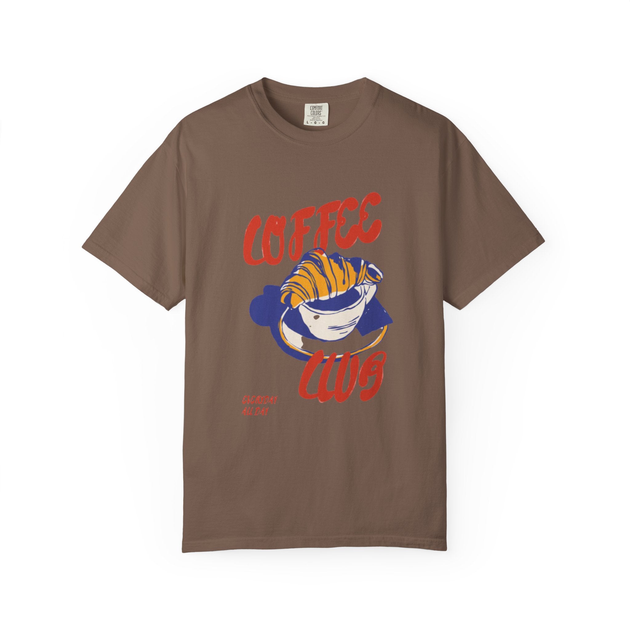 Coffee Club T-Shirt  Retro Croissant & Mug Graphic Tee